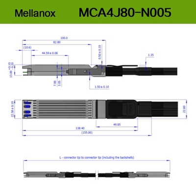 Δικτυακό καλώδιο DAC Mellanox MCA4J80-N005 Δικτυακό καλώδιο ενεργού χαλκού IB Twin Port NDR 800Gb/s OSFP 5 μέτρα