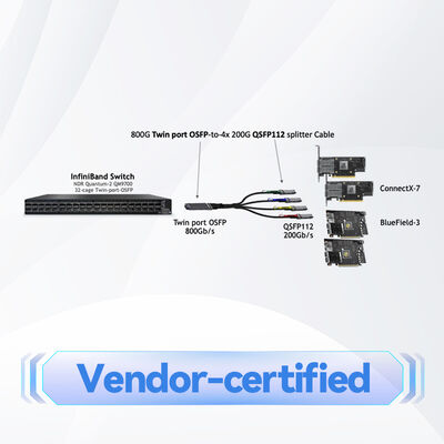 Δίδυμος λιμένας OSFP 2x400Gb/S πολλαπλού τρόπου SR8 50m πομποδεκτών 800Gb/S mma4z00-NS Mellanox