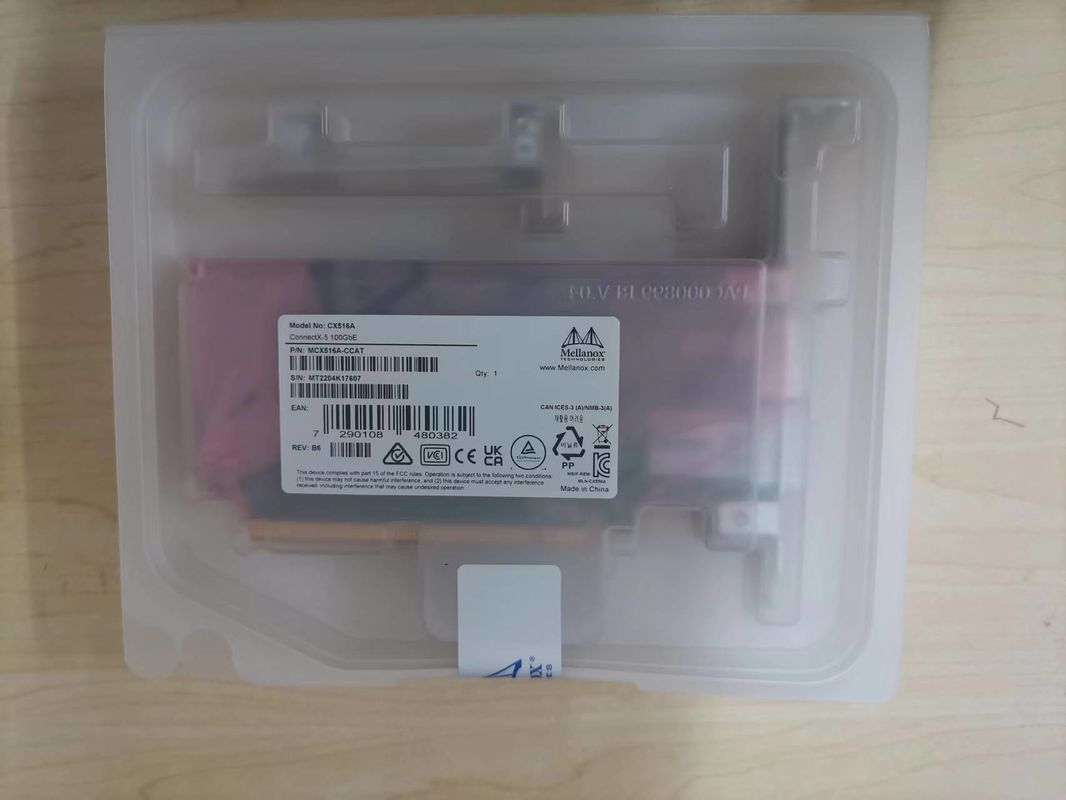 100GbE διπλός-λιμένας QSFP28 PCIe3.0x16 καρτών mcx516a-CCAT δικτύων της NIC Mellanox
