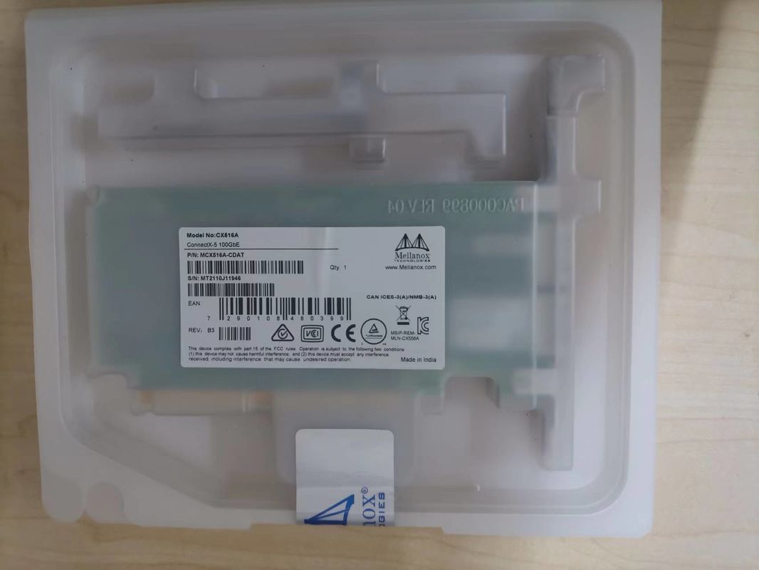 Διπλός προσαρμοστής mcx516a-CDAT PCIe 4,0 δελτίων καρτών δικτύων λιμένων QSFP28 Mellanox 100gbe ψηλό υποστήριγμα X16