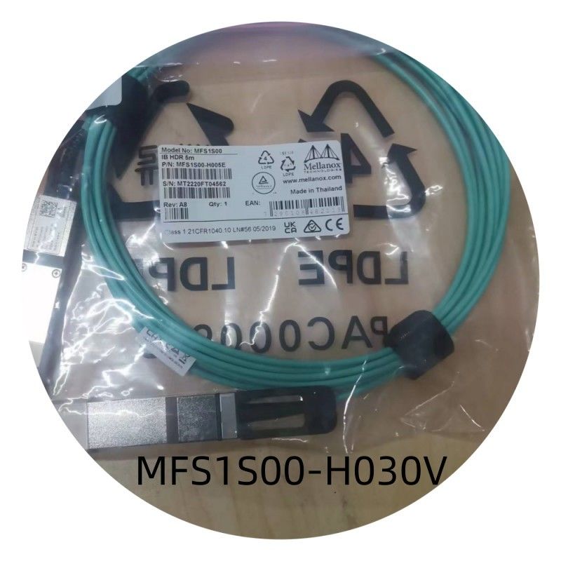Καλώδιο 30M καλωδιακών δικτύων MFS1S00-H030V IB 200G mellanox Aoc χαμηλή λανθάνουσα κατάσταση υψηλής ταχύτητας QSFP56
