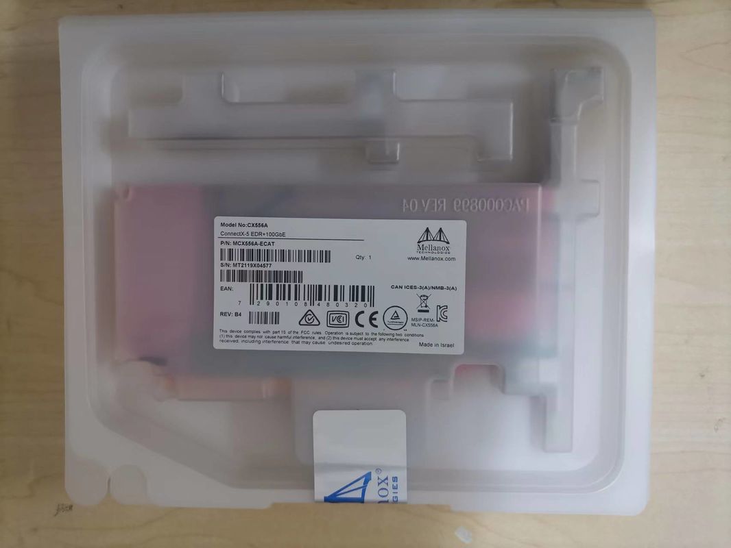 ConnectX-5 πρώην κάρτα EDR InfiniBand δικτύων Mellanox προσαρμοστών VPI και διπλός λιμένας QSFP28 mcx556a-EDAT 100GbE
