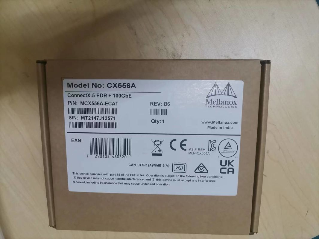 ConnectX-5 πρώην κάρτα EDR InfiniBand δικτύων Mellanox προσαρμοστών VPI και διπλός λιμένας QSFP28 mcx556a-EDAT 100GbE