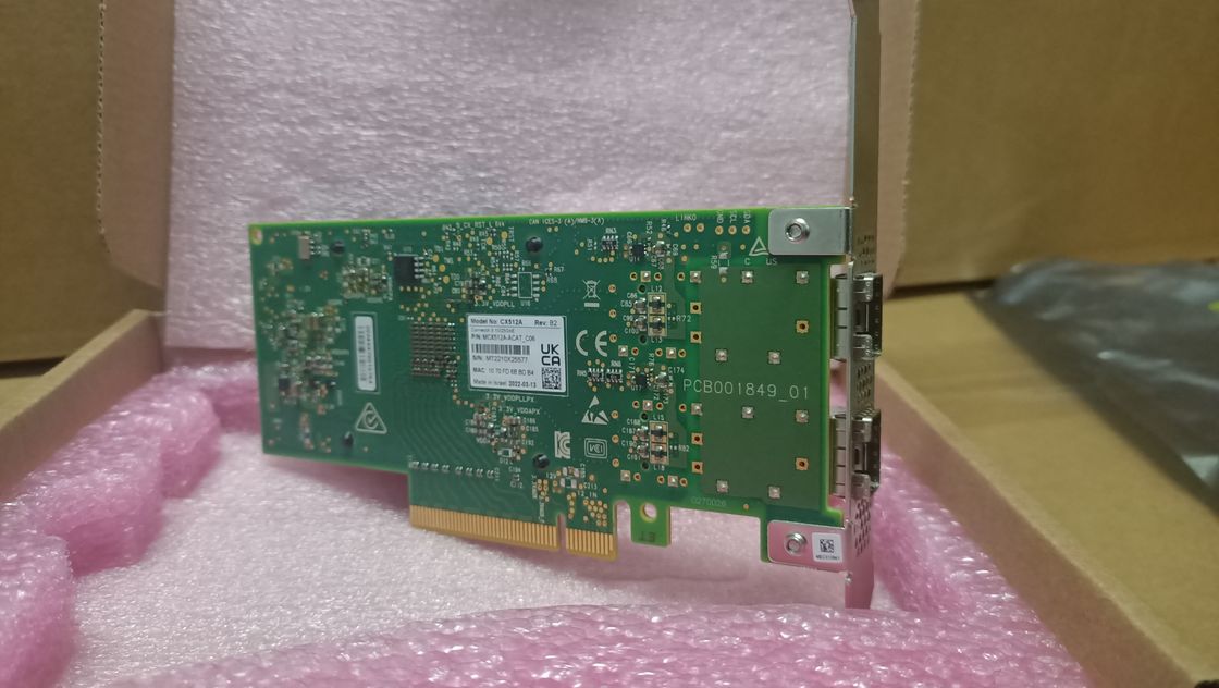 Mcx512a-ACAT Mellanox Connectx 5 διπλός λιμένας 10 EN κάρτα PCIe προσαρμοστών 25gbe Sfp28 3,0 X8