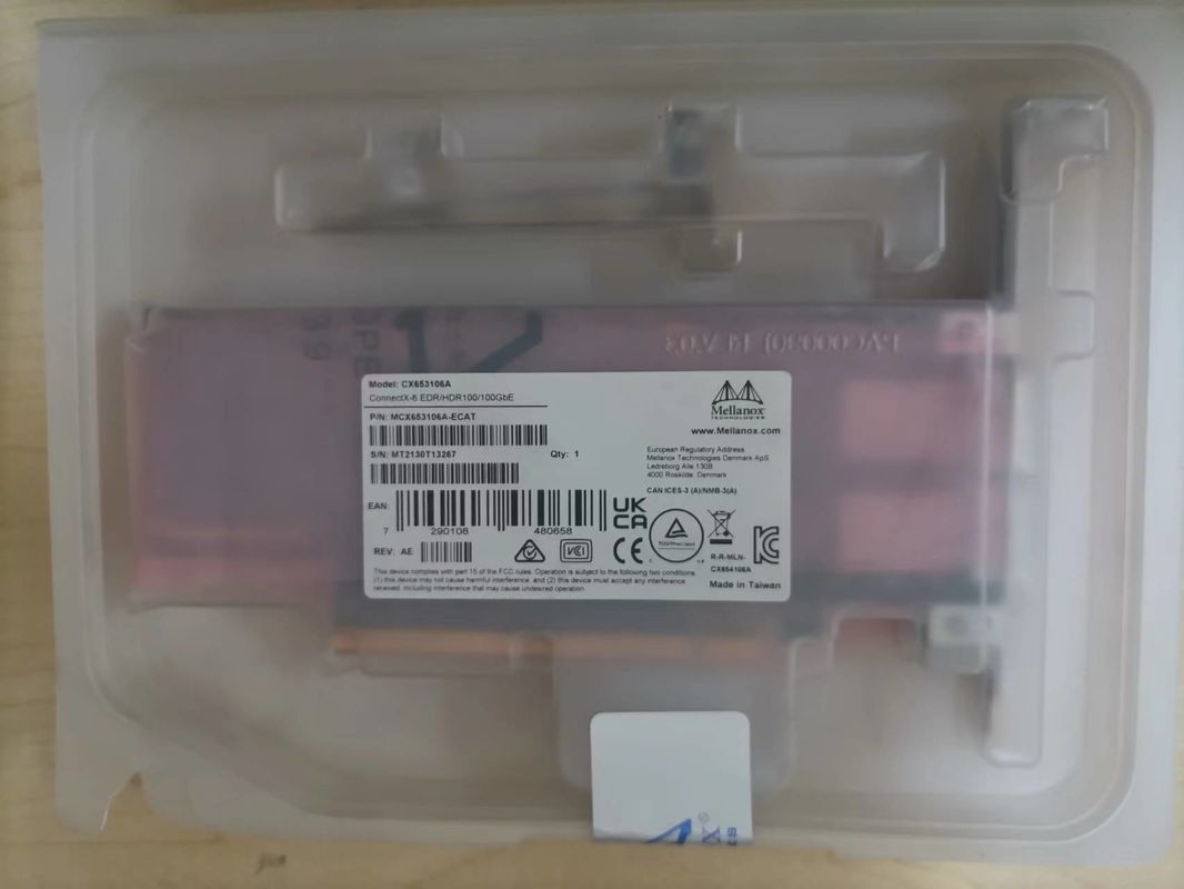 Αρχικό MCX653106A-ECAT Connect X-6 100Gb/S Δύο θύρες QSFP56 Ethernet Adapter