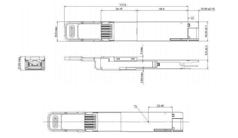 400G DR4 QSFP Hot Plug Οπτικός Πιστολήπτης MPO 12-Interface DD MSA Συμμορφούμενο δίκτυο κατανάλωσης 400Gbps Ethernet/InfiniBand