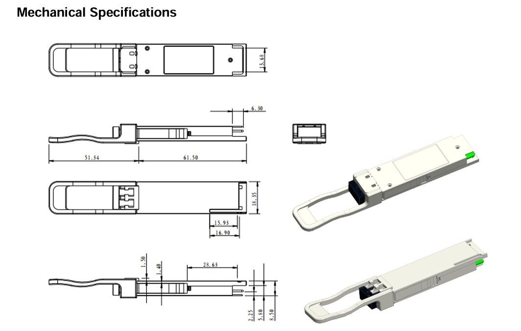 100G QSFP28 ZR4 LC Duplex Οπτικός Πηρακτής 80km SFP28 LR4 103Gbps EML LAN-WDM Πηρακτής με ψηφιακή διάγνωση