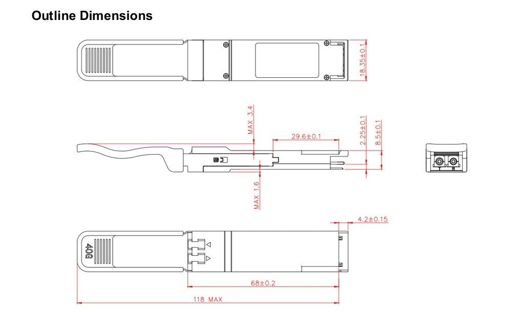 Απόσταση μετάδοσης 10km 40Gb/s QSFP LR4 Οπτικός δέκτης 1277.5nm 10km Duplex LC για ταχύτητα οπτικών ινών εξοπλισμού