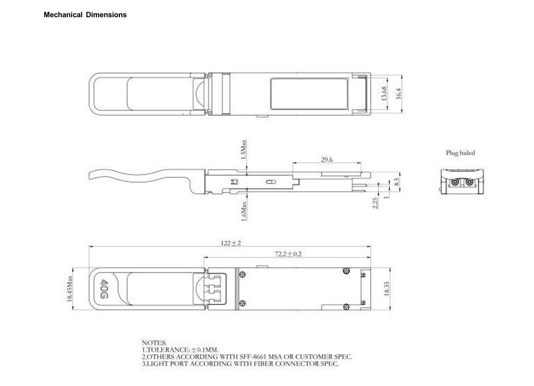 40Gb/s QSFP Multimode Optical Module BIDI 850/908nm Οπτικός δέκτης μεταφοράς Duplex LC IP Network Μέχρι 70m πάνω από το OM3 100m πάνω από το OM4