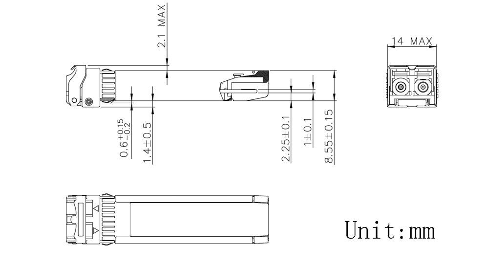 10 χλμ. Μοναδική ίνα 10G SFP Transceiver Module για δίκτυο επικοινωνίας κέντρου δεδομένων