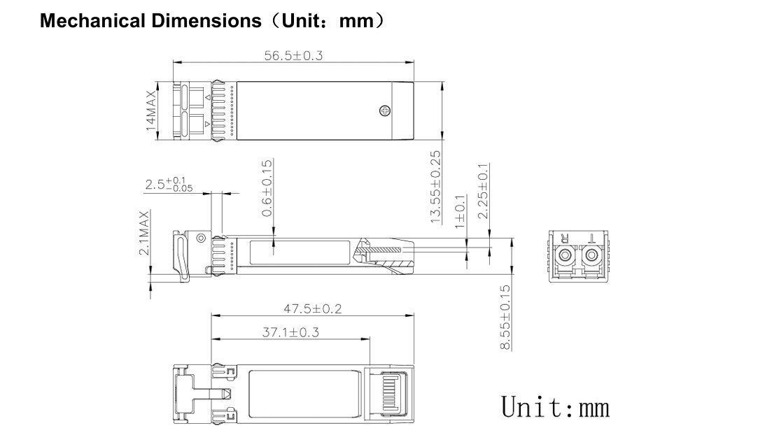 10G SFP Module Ethernet Fiber Optical Transceiver 80km 11,3Gbps Χρόνος 1 έτος Ταχύτητα δεδομένων έως 11,3Gbps