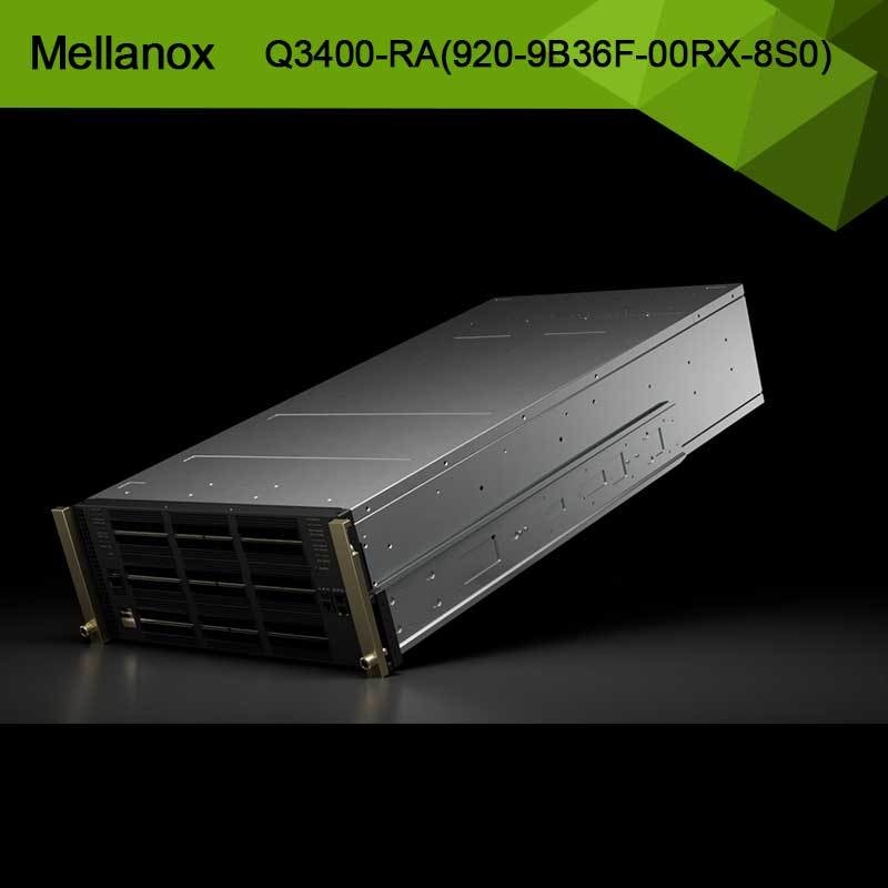 Κβαντικό-3 βασισμένος XDR Infiniband Switch Q3400-RA 920-9B36F-00RX-8S0 4U 144 θύρες XDR πάνω από 72 κλουβιά OSFP 8 πηγές ρεύματος