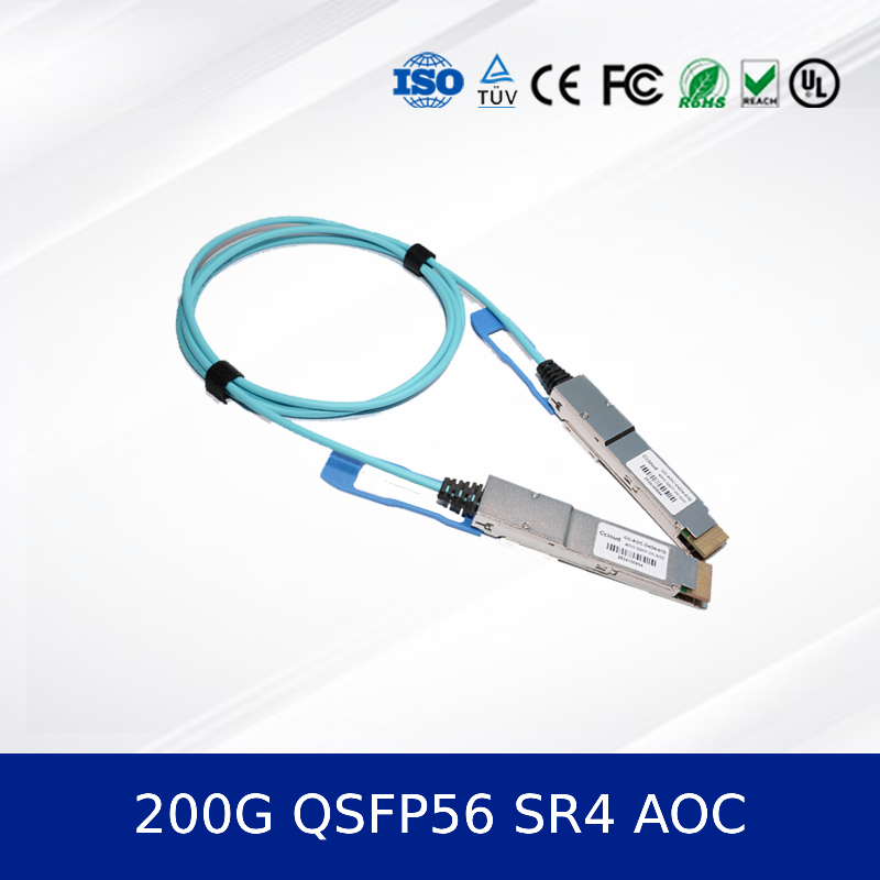Οπτική μονάδα δέκτη 200G QSFP56 SR4 AOC 3m καλώδιο για 200G Ethernet OM4 MMF, χαμηλής ισχύος, CMIS συμβατό